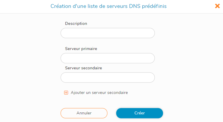 Liste DNS prédéfinis