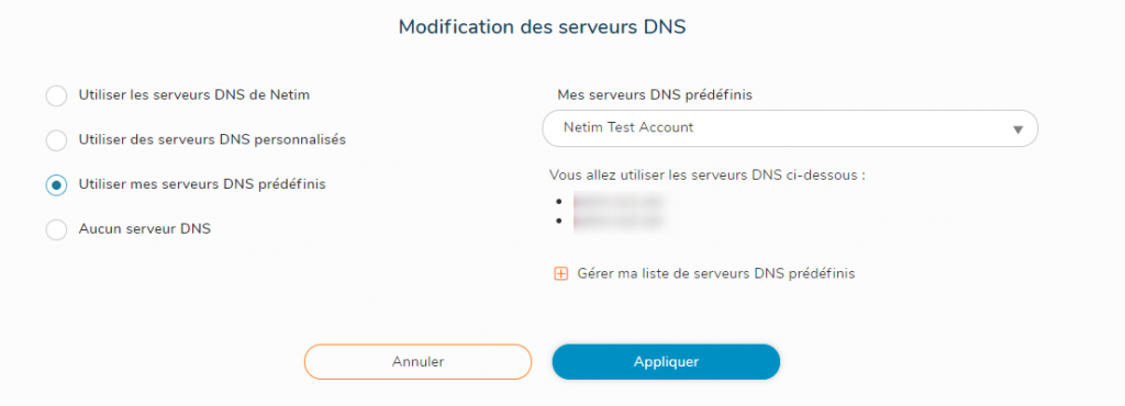 Modification des serveurs DNS
