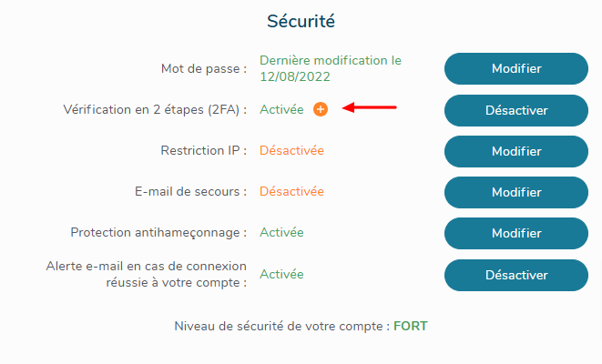 Authentification à double facteurs 2FA