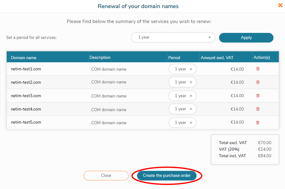 Create the purchase order
