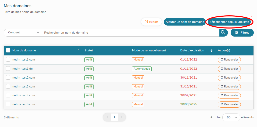 Sélectionner depuis une liste