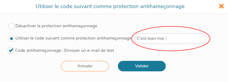 Saisissez votre code de protection anti-hameçonnage