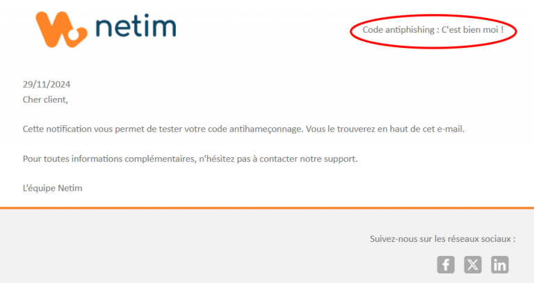 Test mail Protection antihameçonnage