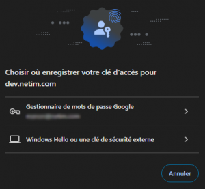 Où enregistrer la clé d'accès ?