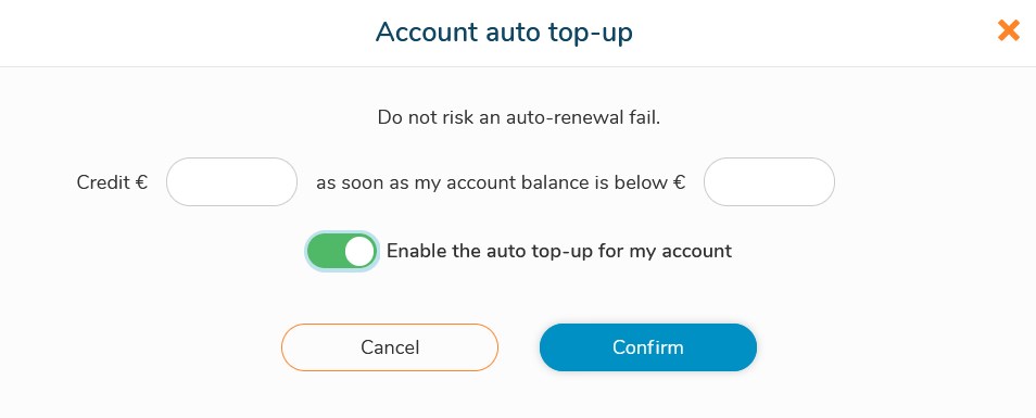 Account auto top-up
