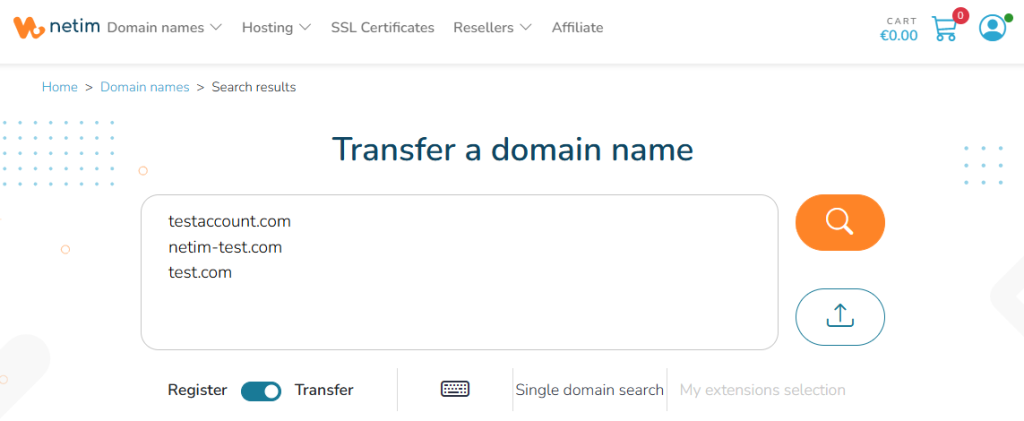 Search your domain names