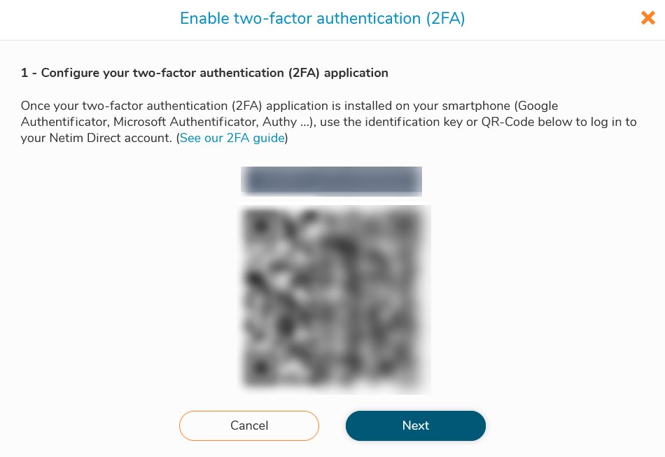 Configure two factor authentification