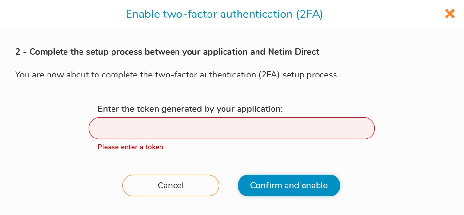 Enter the token generated by your application