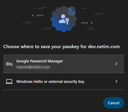 Choose your type of passkey