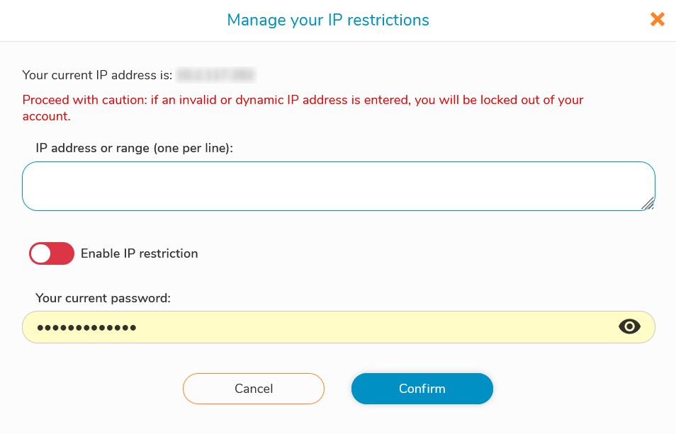 Manage your IP restrictions