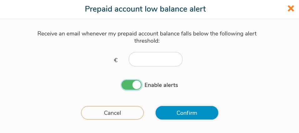 Prepaid account low balance alert