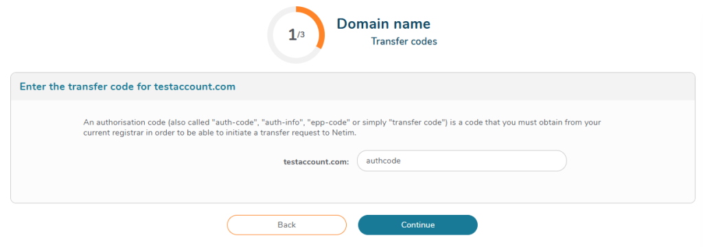 Transfer codes