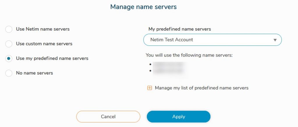 Manage name servers