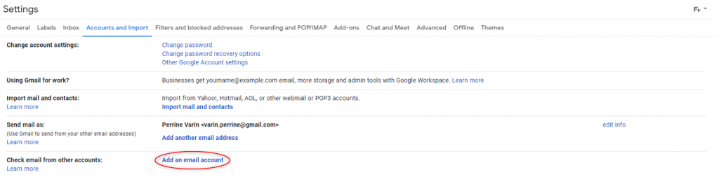 Settings Gmail, add an email account