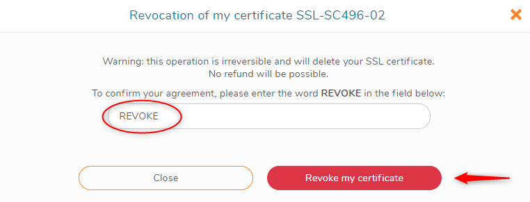 Revoking my SSL certificate confirmation