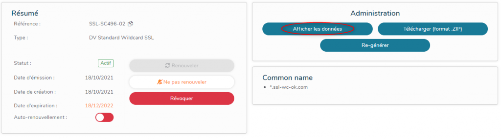 afficher les données de mon certificat SSL