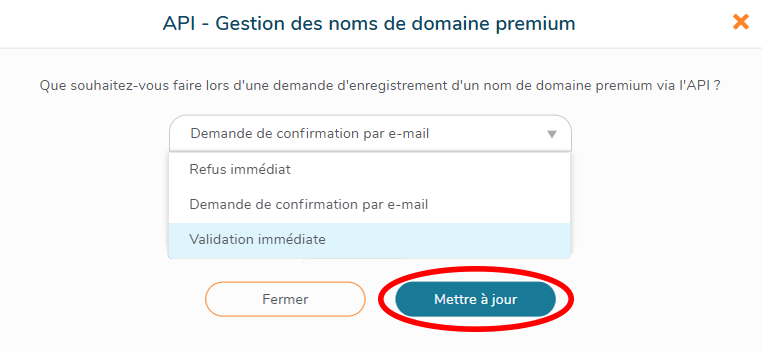 API - Mettre à jour l'action lors d'une demande