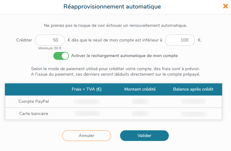 Réapprovisionnement automatique