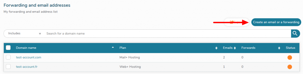 Create a forwarding on Netim