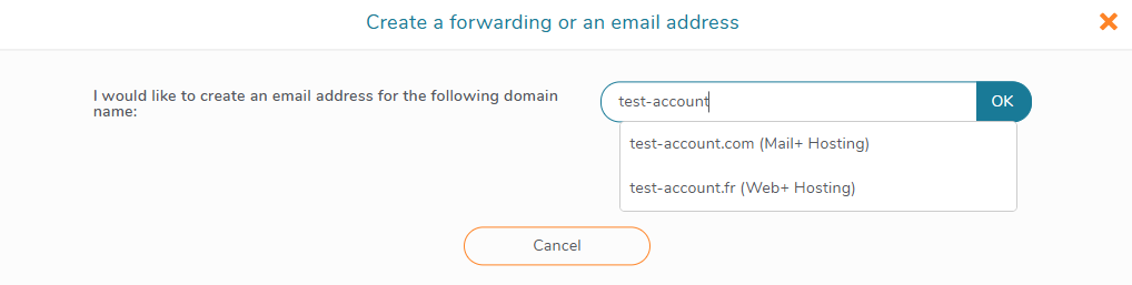 Choose the domain name for the redirection