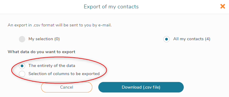 Export all my contacts data
