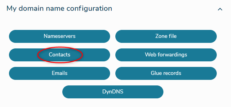 My domain name configuration - contacts