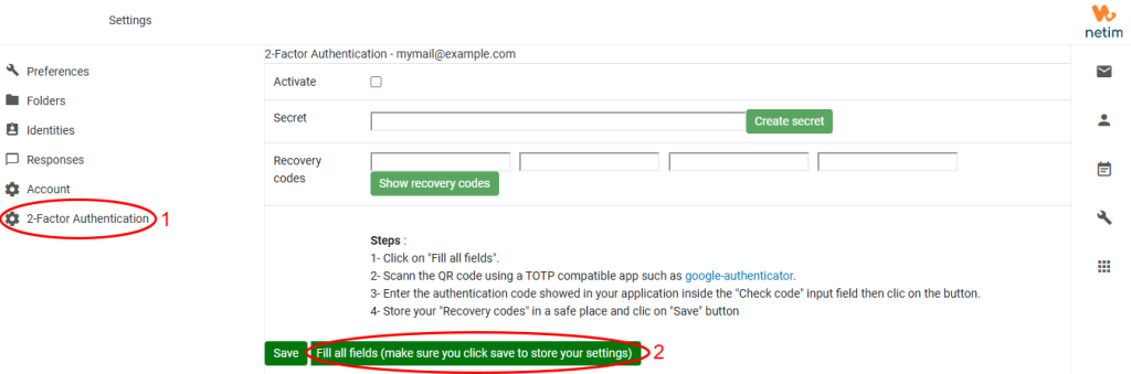 Webmail - Fill all fields