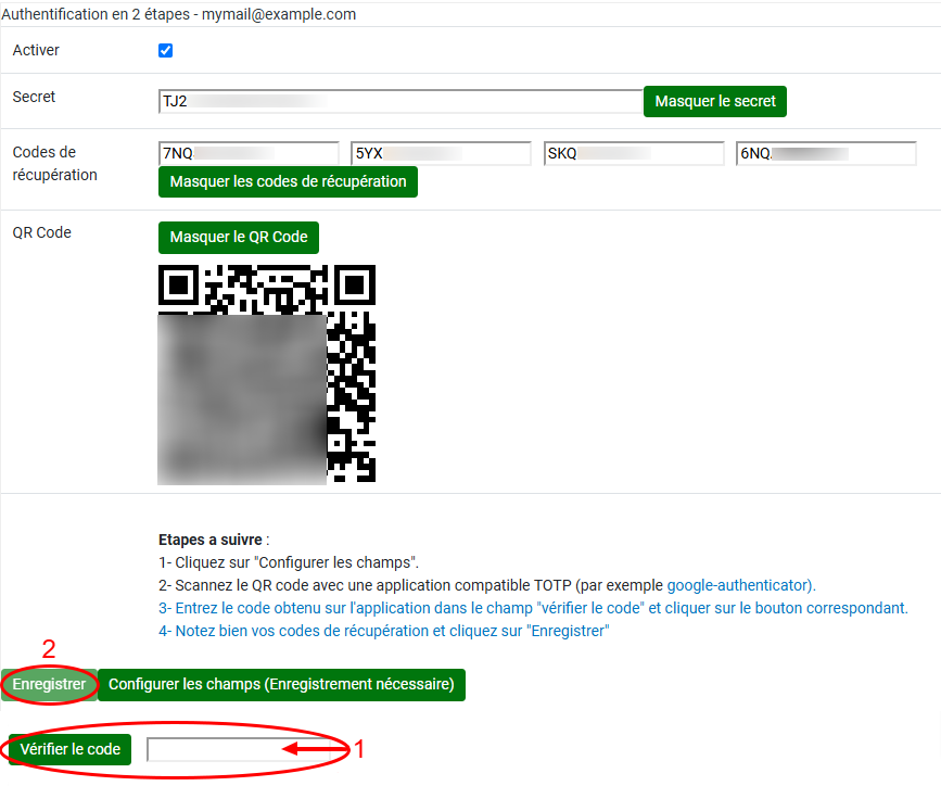 Webmail - Vérifier le code