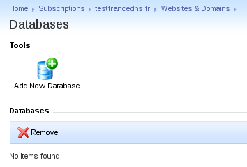 Databases plesk