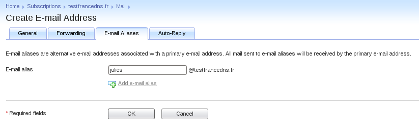 E-mail aliases with plesk
