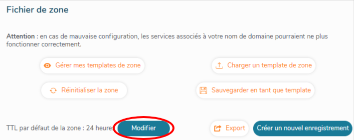 Modifier le TTL par défaut