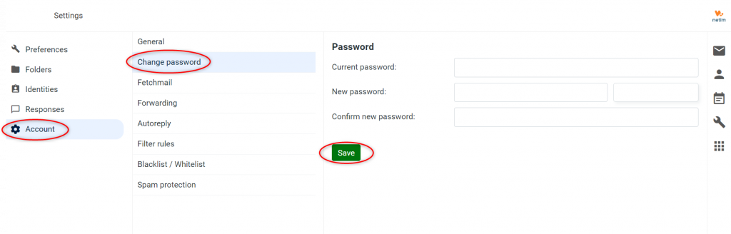 Update password on Roundcube