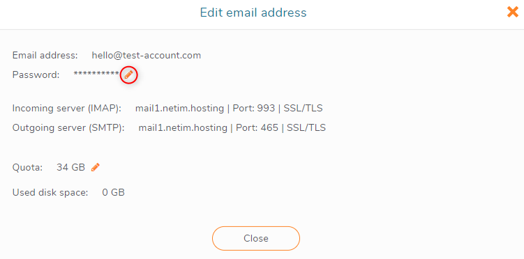 Edit my email password