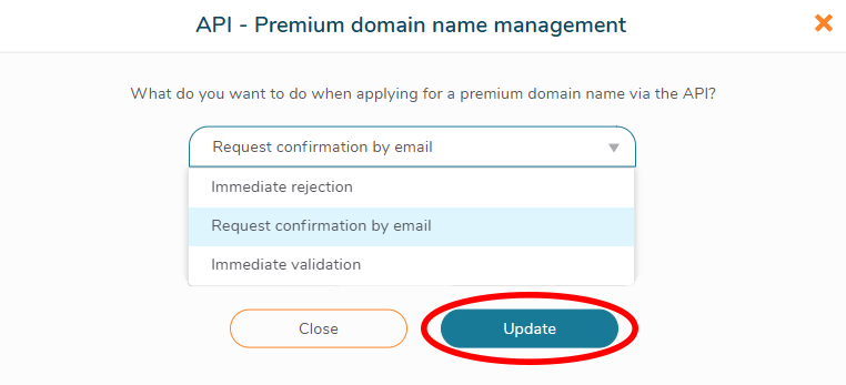 API – Update action on request
