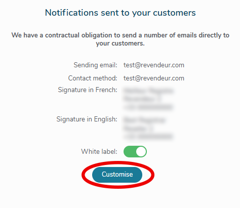 Notifications sent to your customers - Customise