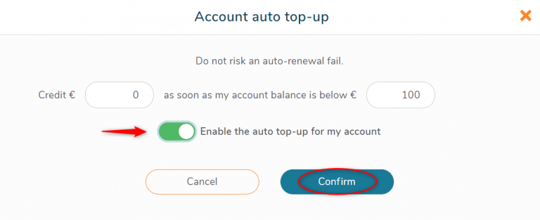 account auto top-up