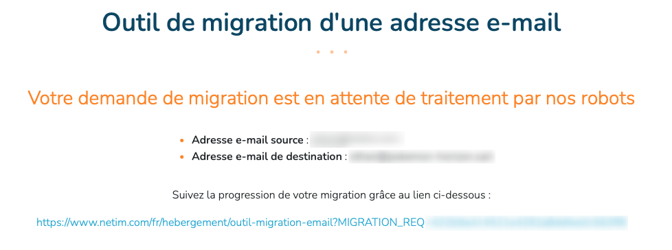 Migration adresse e-mail en cours de traitement
