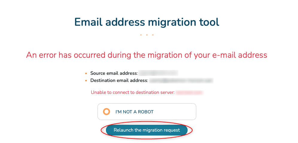 Email address migration error
