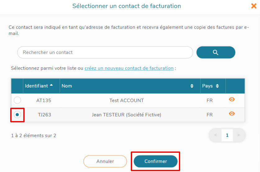 Commande - Choisir l'adresse de facturation