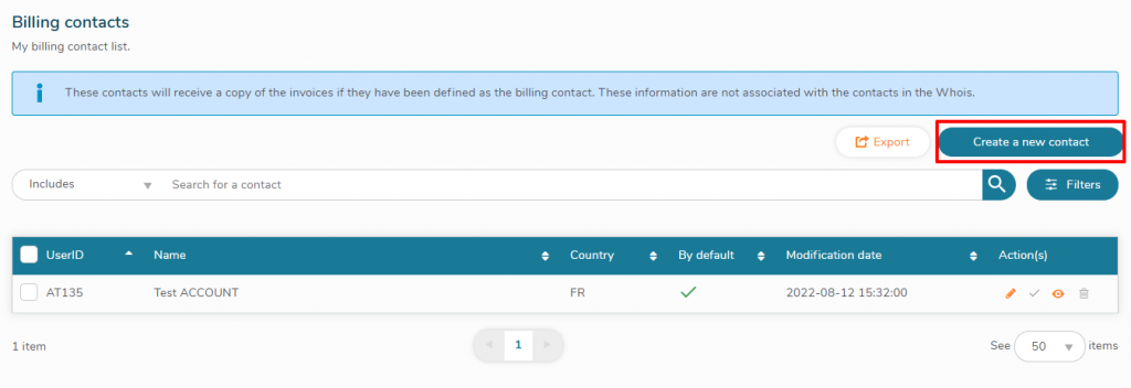 Create a new contact