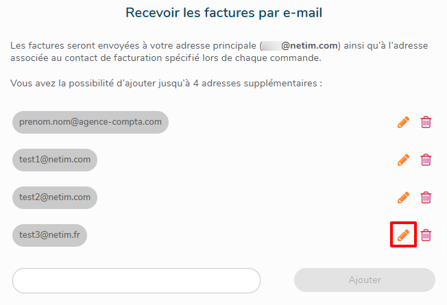 Modifier une adresse mail