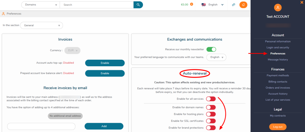 Account Preferences