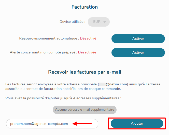Recevoir les factures par e-mail