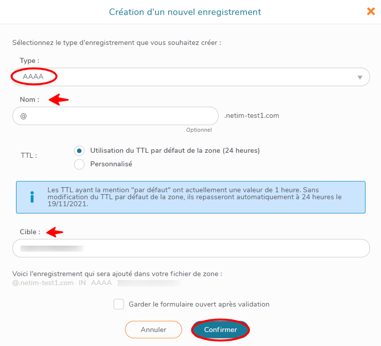 Enregistrement AAAA
