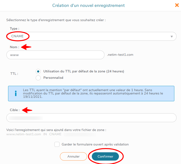 Enregistrement CNAME