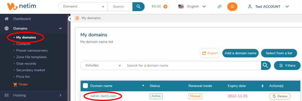 My Domains