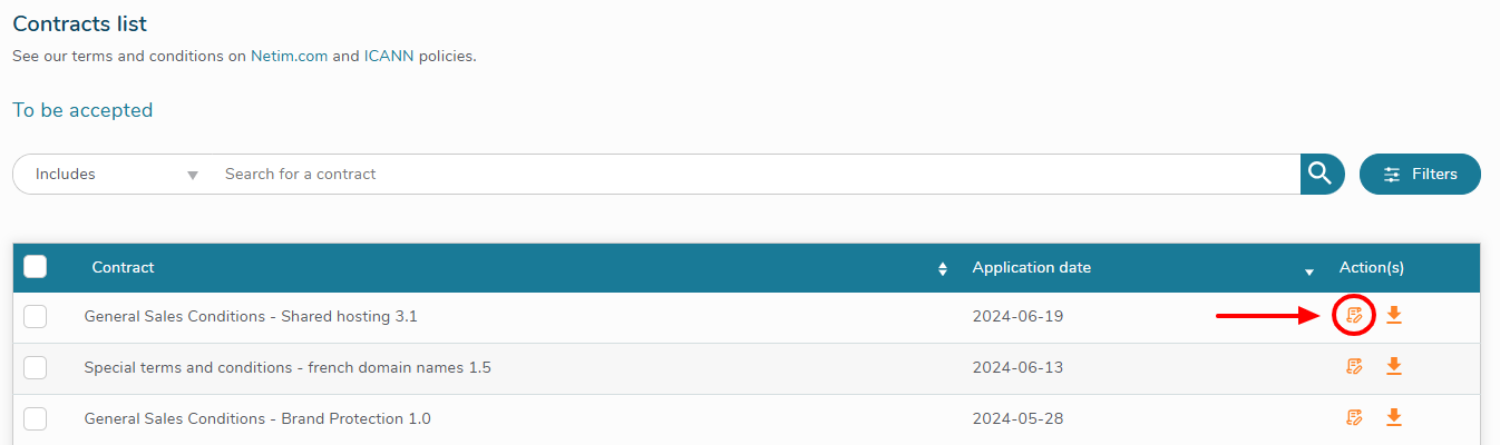Contracts to be accepted