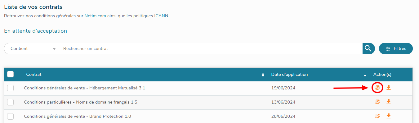 Lire et accepter un contrat